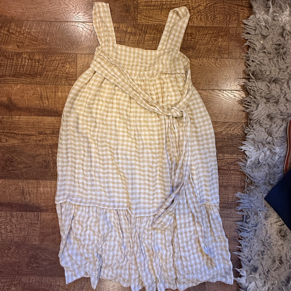 Petal & Pup Beige Checkered Sleeveless Top